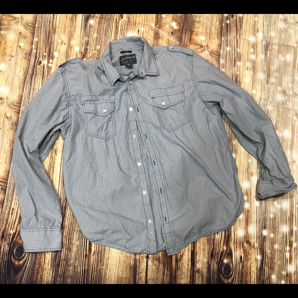 Men’s American Rag Blue w/ White Pinstripe Shirt